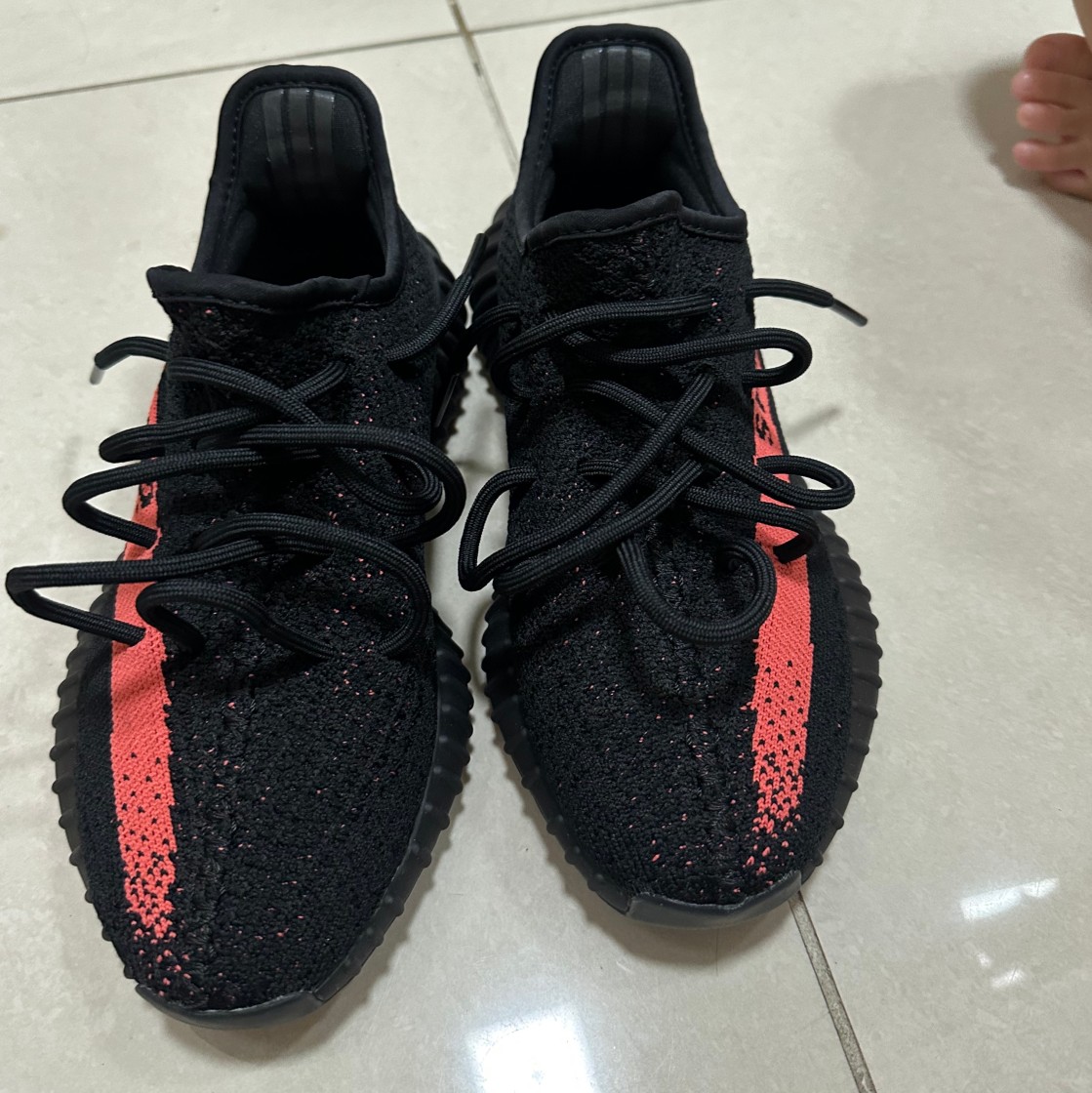 yeezy black core red