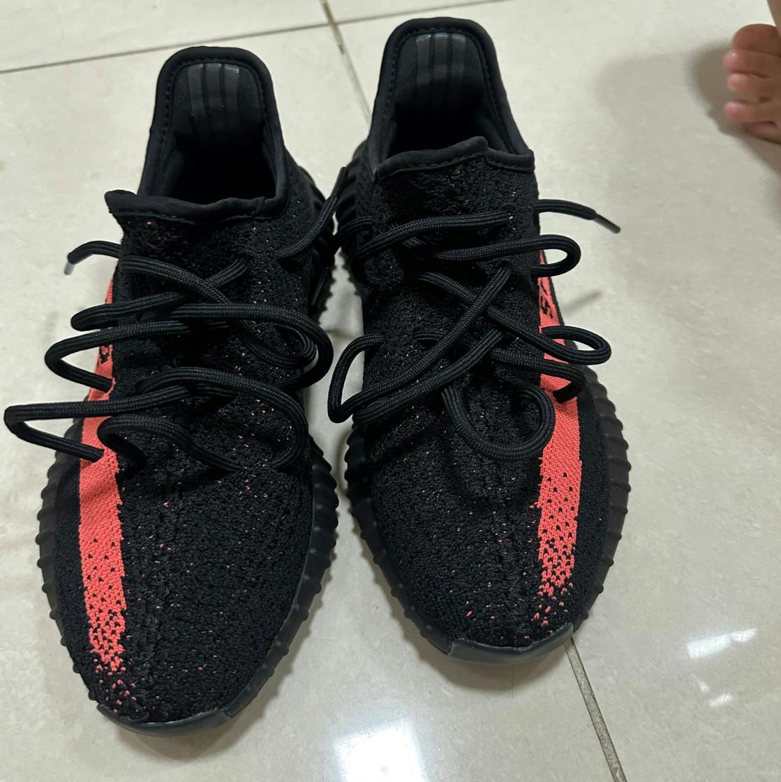 Red stripe yeezy on sale