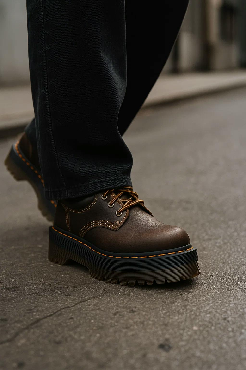Dr. Martens 8053 Arc Crazy Horse Leather Platform Shoes 'Dark Brown' 31126201