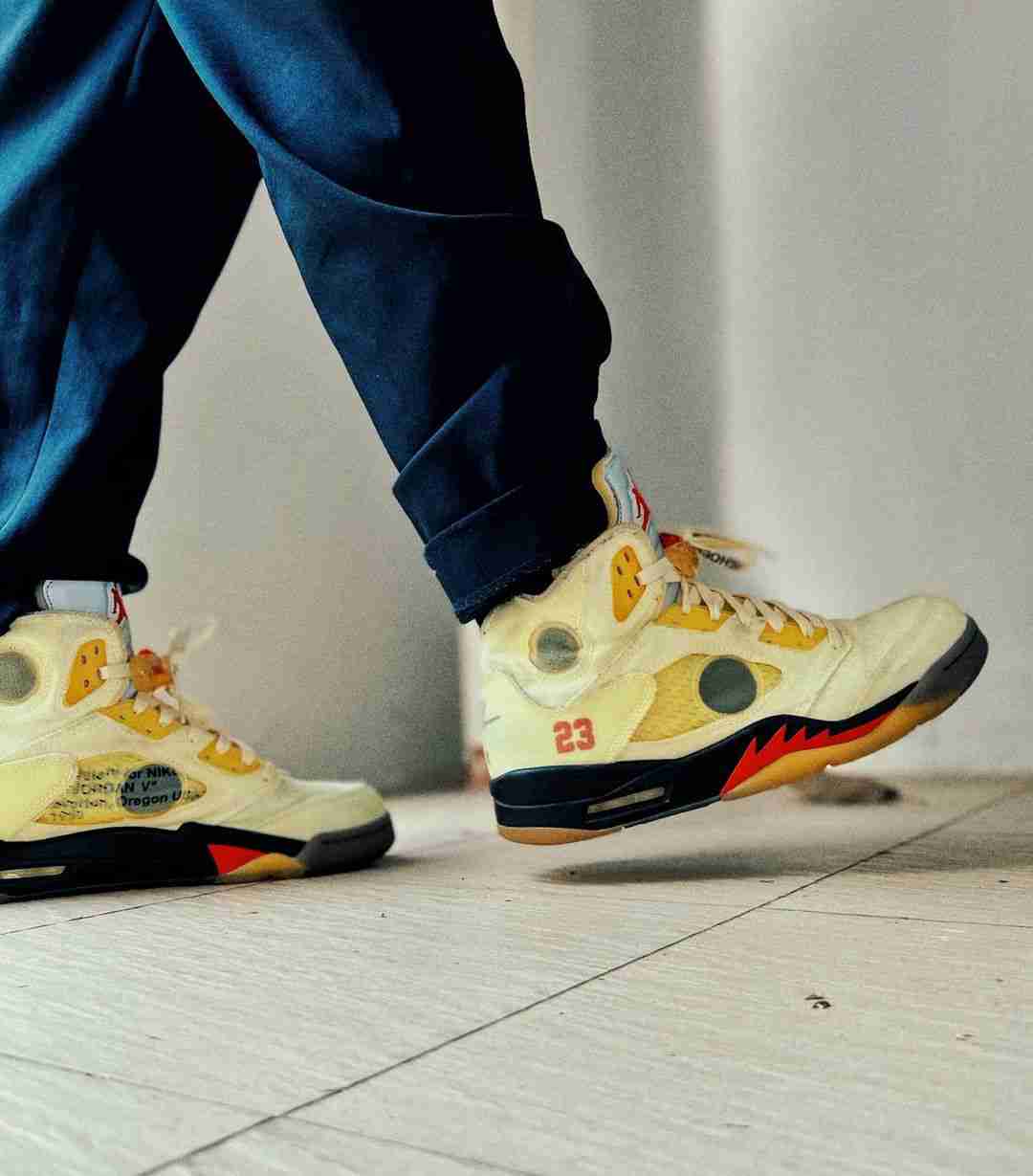 Off‑White x Air Jordan 5 SP 'Sail' [also worn by DJ Love] DH8565