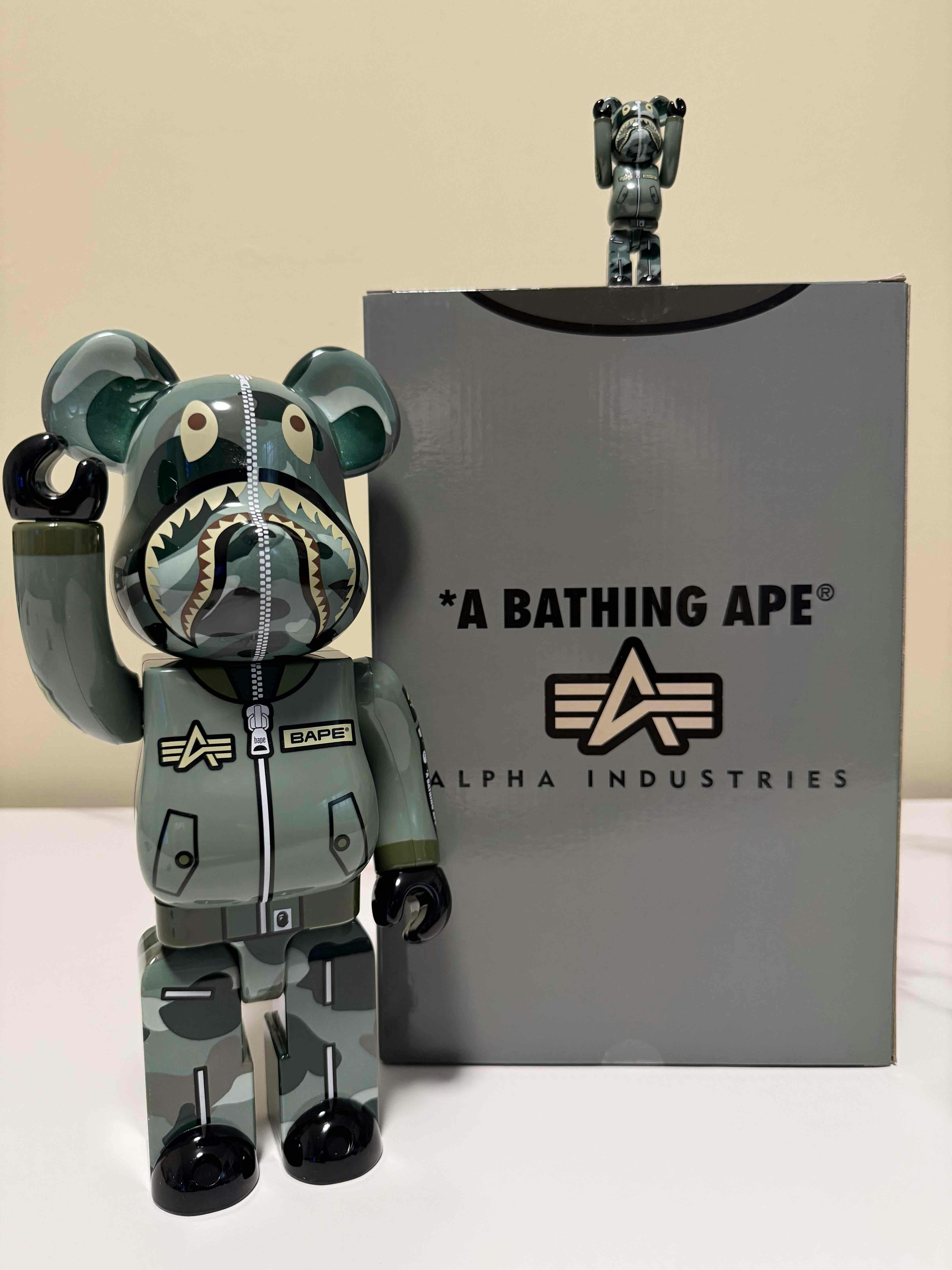 Bearbrick x Bape x Alpha Industries '100% & 400%' Set