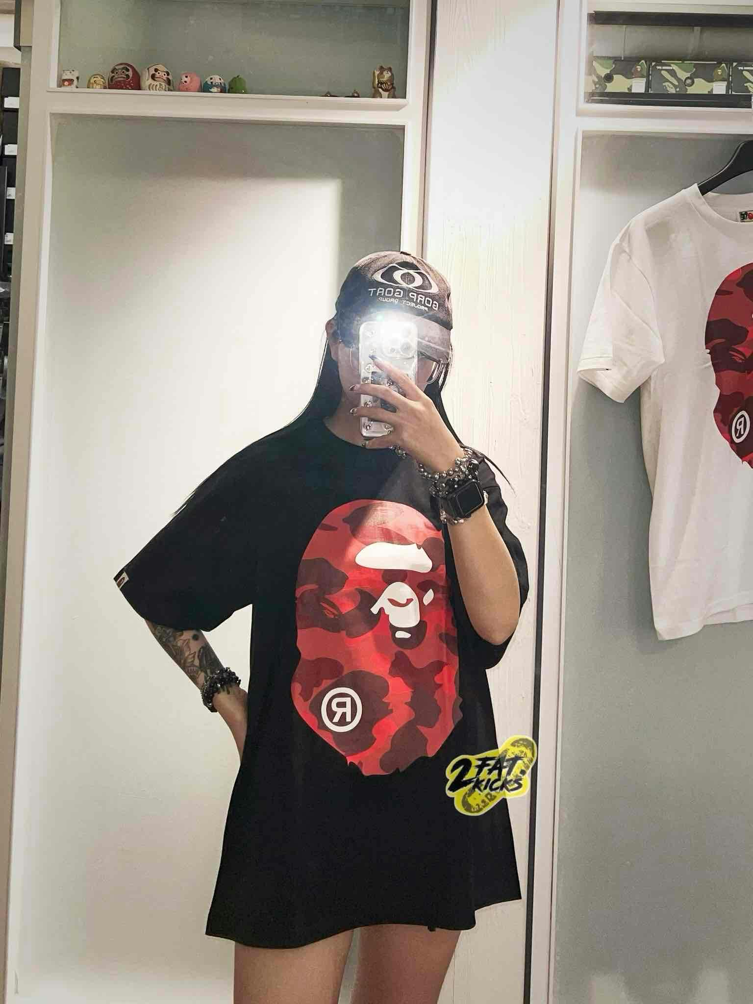 Bape Color Camo Big Ape Head T-shirt Black Red