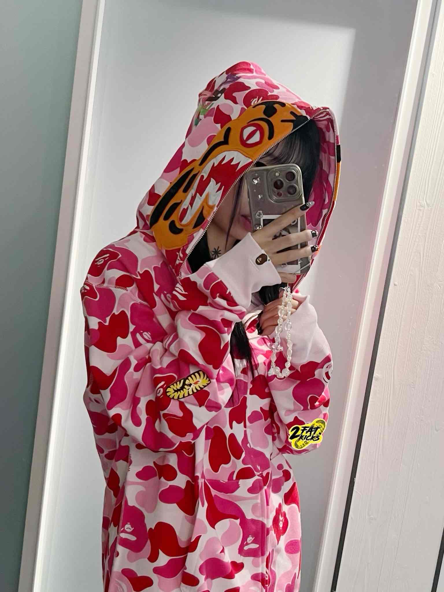 Bape abc camo tiger full zip hoodie pink hotsell