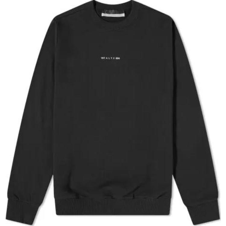 1017 ALYX 9SM Black Crewneck Sweatshirt with Logo Print Casual Style AVUSW0011FA02-BLK01