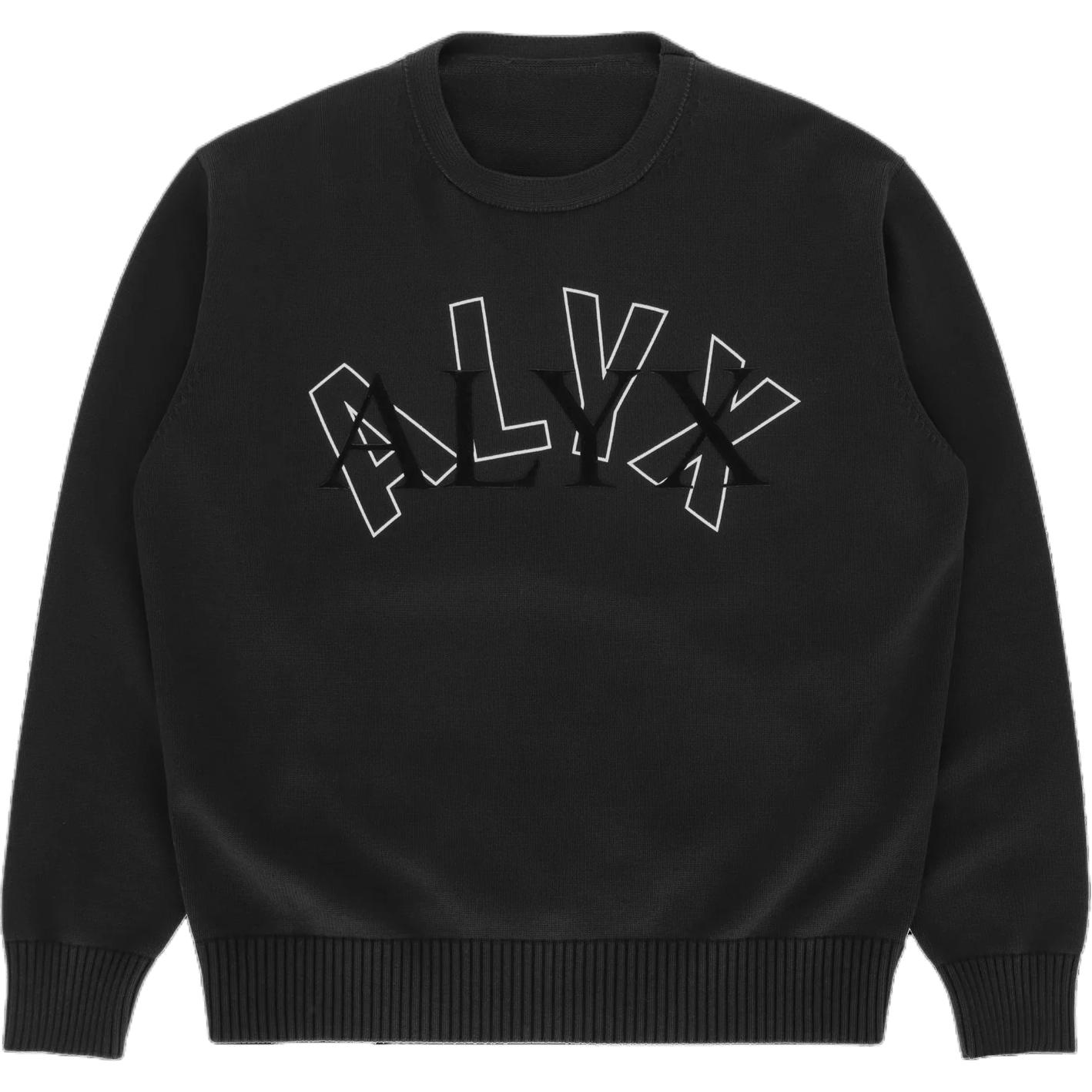 1017 ALYX 9SM Black Letter Print Crewneck Long Sleeve Sweatshirt AA-U-KN-0198-Y-A01-BLK-0001