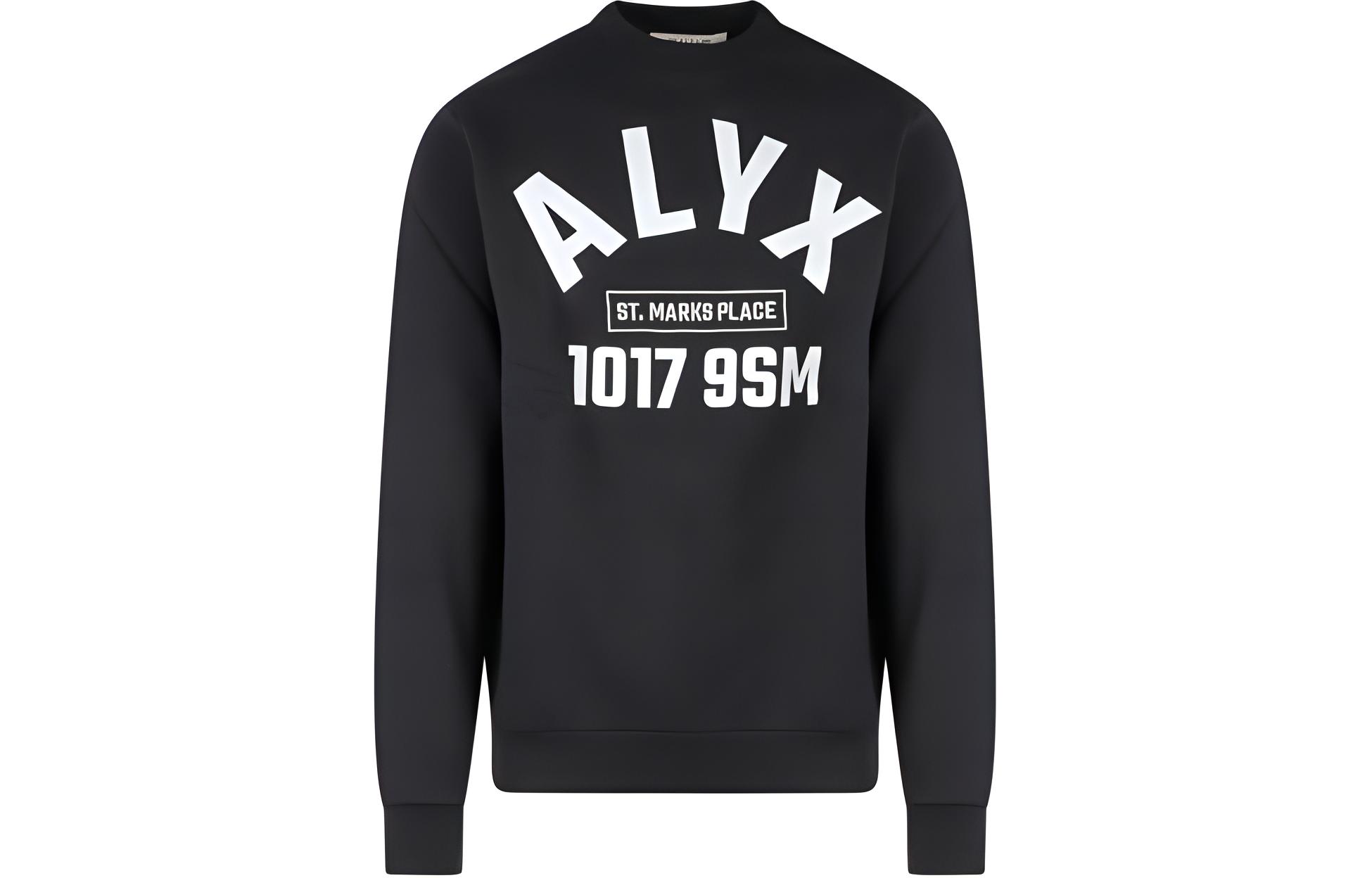 1017 ALYX 9SM Black Letter Print Crewneck Long Sleeve Sweatshirt AAUSW0184FA01BLK0001