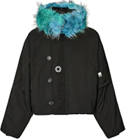 1017 ALYX 9SM Black Printed Fur-Collar Hooded Jacket for Men AA-U-OU-0425-F-A02-MTY-0001 1017 ALYX 9SM Black Printed Fur-Collar Hooded Jacket for Men AA-U-OU-0425-F-A02-MTY-0001