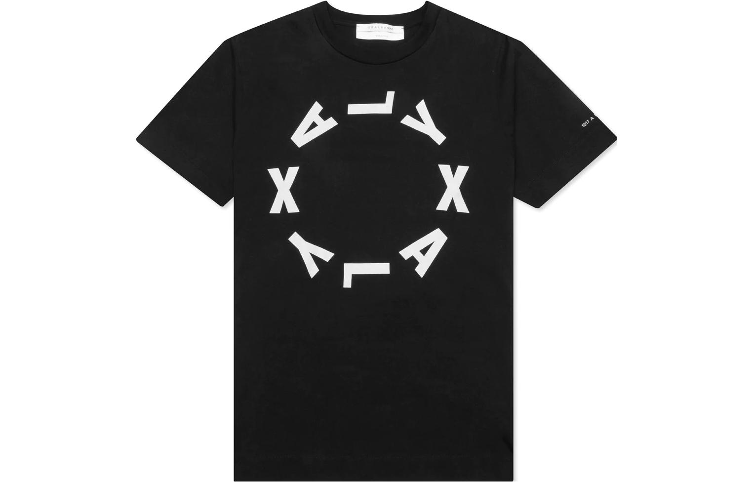 1017 ALYX 9SM Black Tee with Minimal Letter Print Design AAUTS0398FA01-MTY01