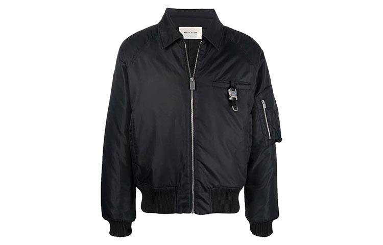 1017 ALYX 9SM Buckle Detail Aviator Jacket Black AA-U-OU-0205-F-A02