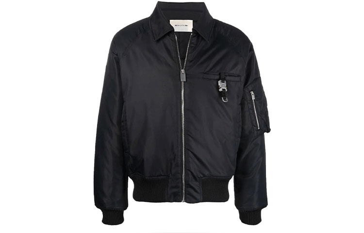 1017 ALYX 9SM FW21 Buckle Detail Bomber Jacket Black AA-U-OU-0205-F-A02-BLK0001