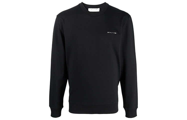 1017 ALYX 9SM FW21 Logo Patch Long Sleeve Pullover Sweatshirt Black Mens AA-M-SW-0063-F-A02-BLK0001