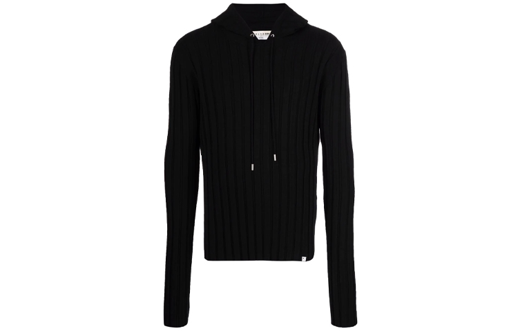 1017 ALYX 9SM FW21 Ribbed Knit Hoodie Black (). AA-M-KN-0109-Y-A01-BLK0001