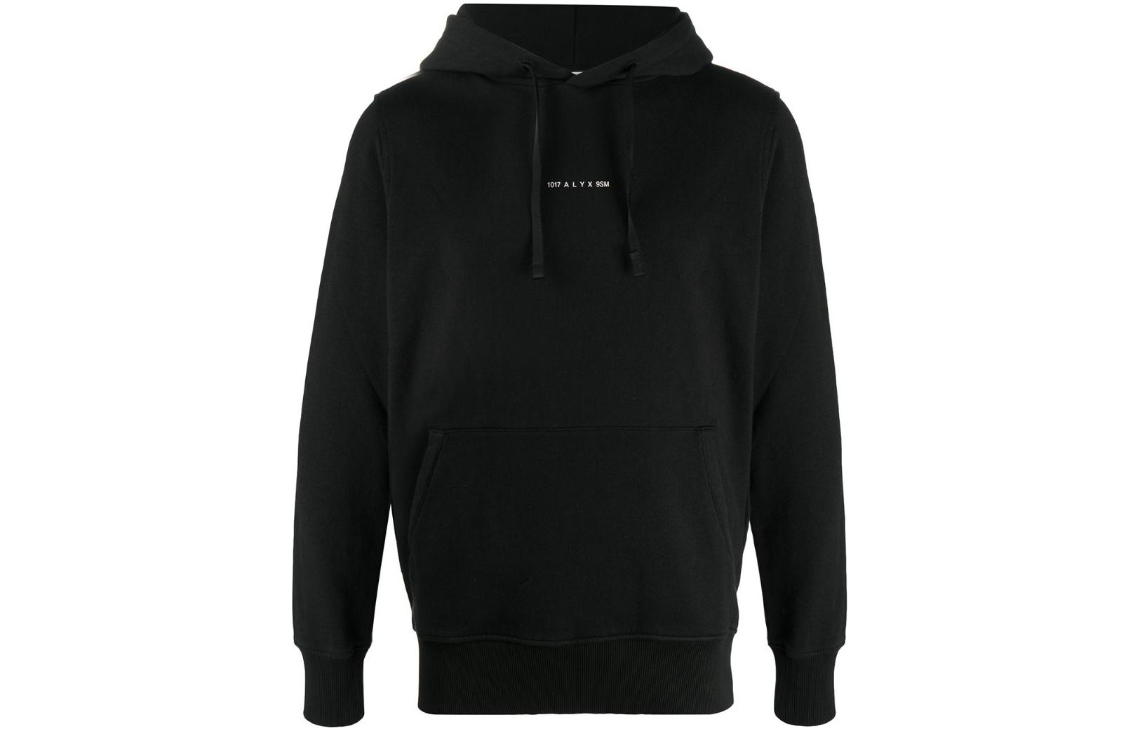1017 ALYX 9SM FW22 Black Logo Print Pullover Hoodie Mens AA-M-SW-0073-F-A01-BLK0001