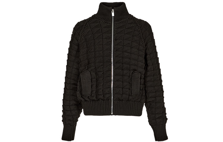 1017 ALYX 9SM FW22 Black Waffle Textured Zip-Up Jacket. AA-M-KN-0148-YA01-BLK0001