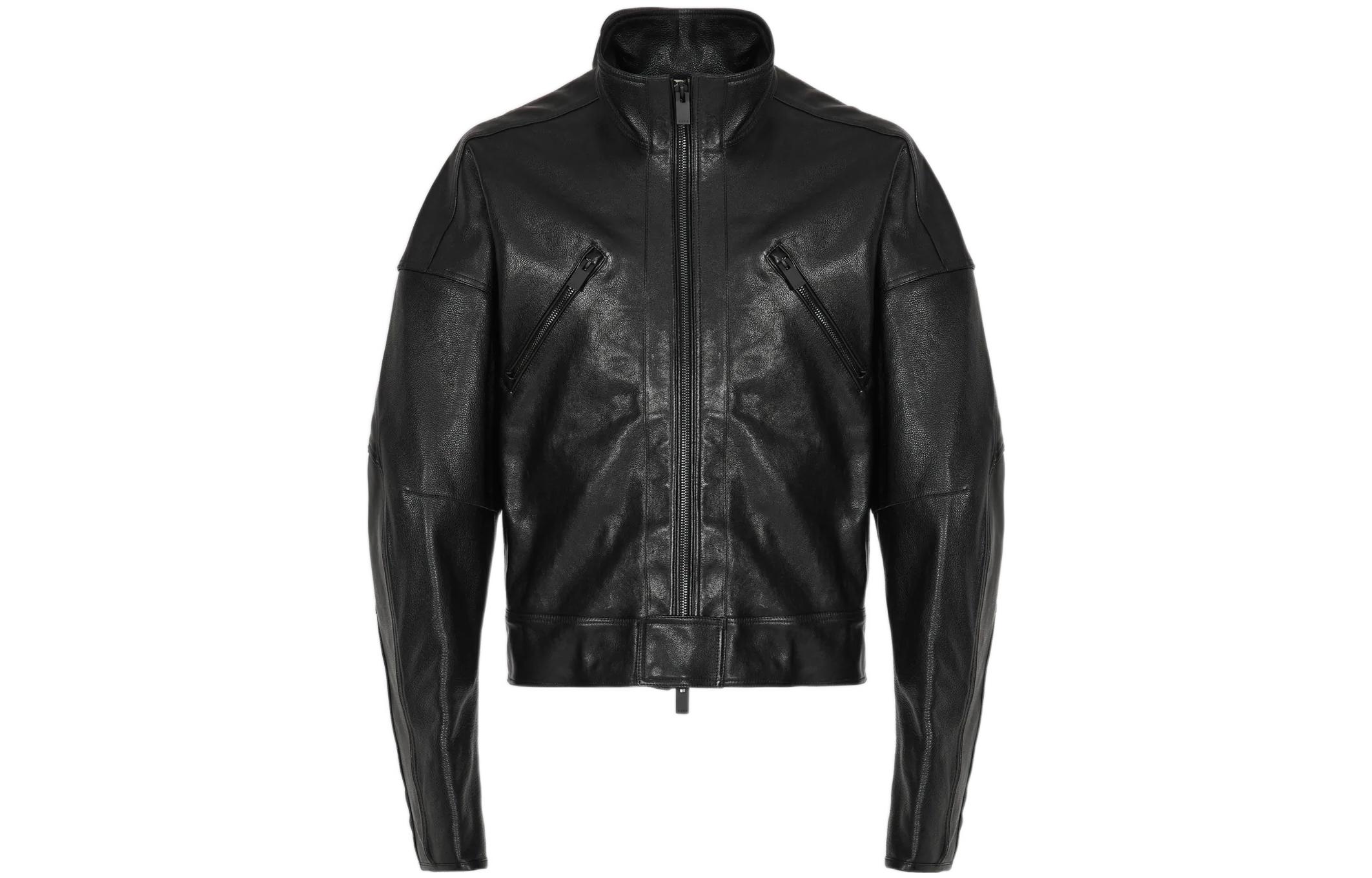 1017 ALYX 9SM FW22 Black Zip-Up Biker Jacket for Men AA-M-OU-0279-LE01-BLK-0001