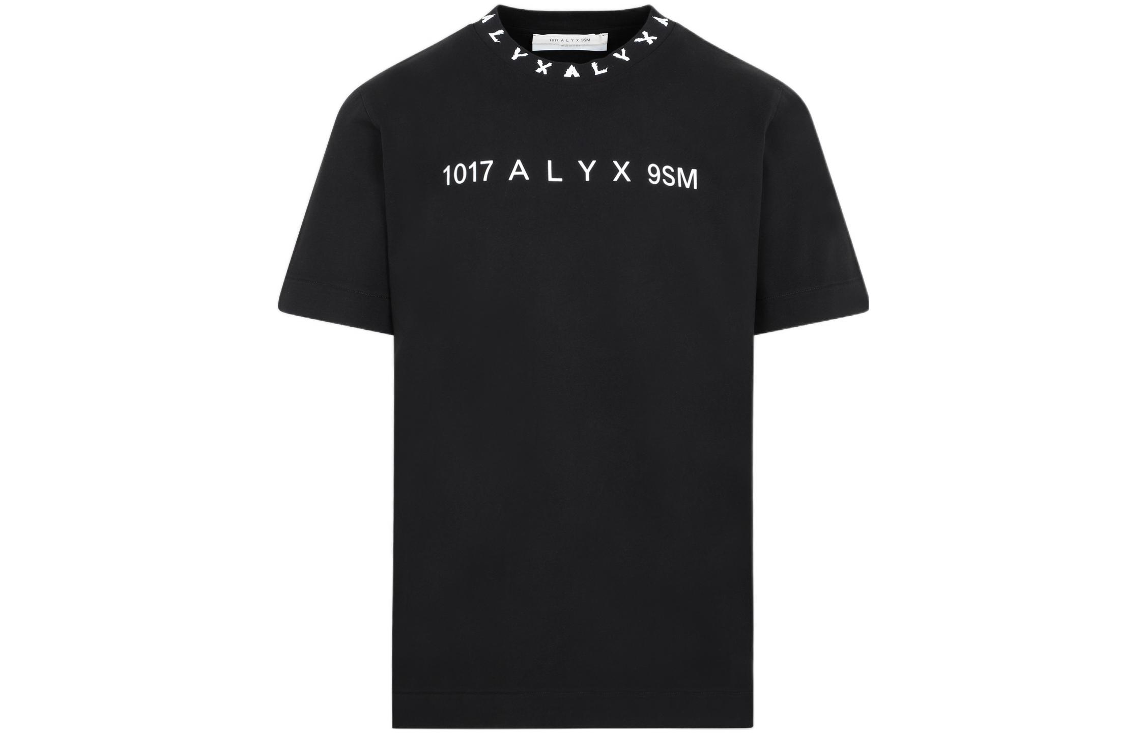 1017 ALYX 9SM FW22 Logo Print Black Crewneck T-Shirt for Men AA-M-TS-0333-FA01-BLK0001