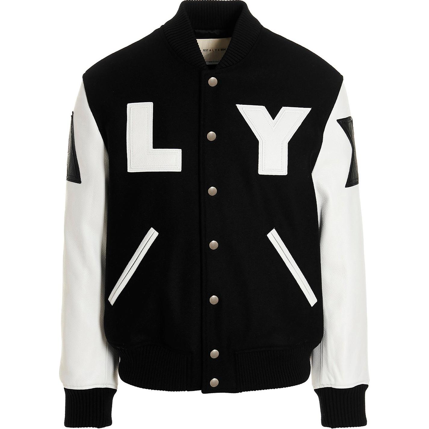 1017 ALYX 9SM Letter Print Single-Breasted Baseball Bomber Jacket Black Men AAMOU0319FA01MTY0001