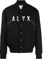 1017 ALYX 9SM Logo Print Ribbed Collar Bomber Jacket Black (Mens) AAMOU0382FA01BLK0001 1017 ALYX 9SM Logo Print Ribbed Collar Bomber Jacket Black (Mens) AAMOU0382FA01BLK0001
