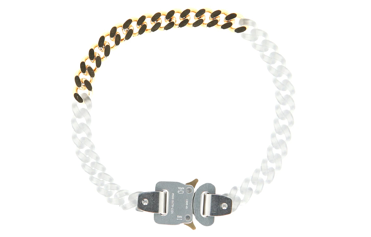 1017 ALYX 9SM Metal Buckle Necklace in Metal/Transparent Nylon Unisex Chain. AA-U-JW-0033-O-T02-MTY0001