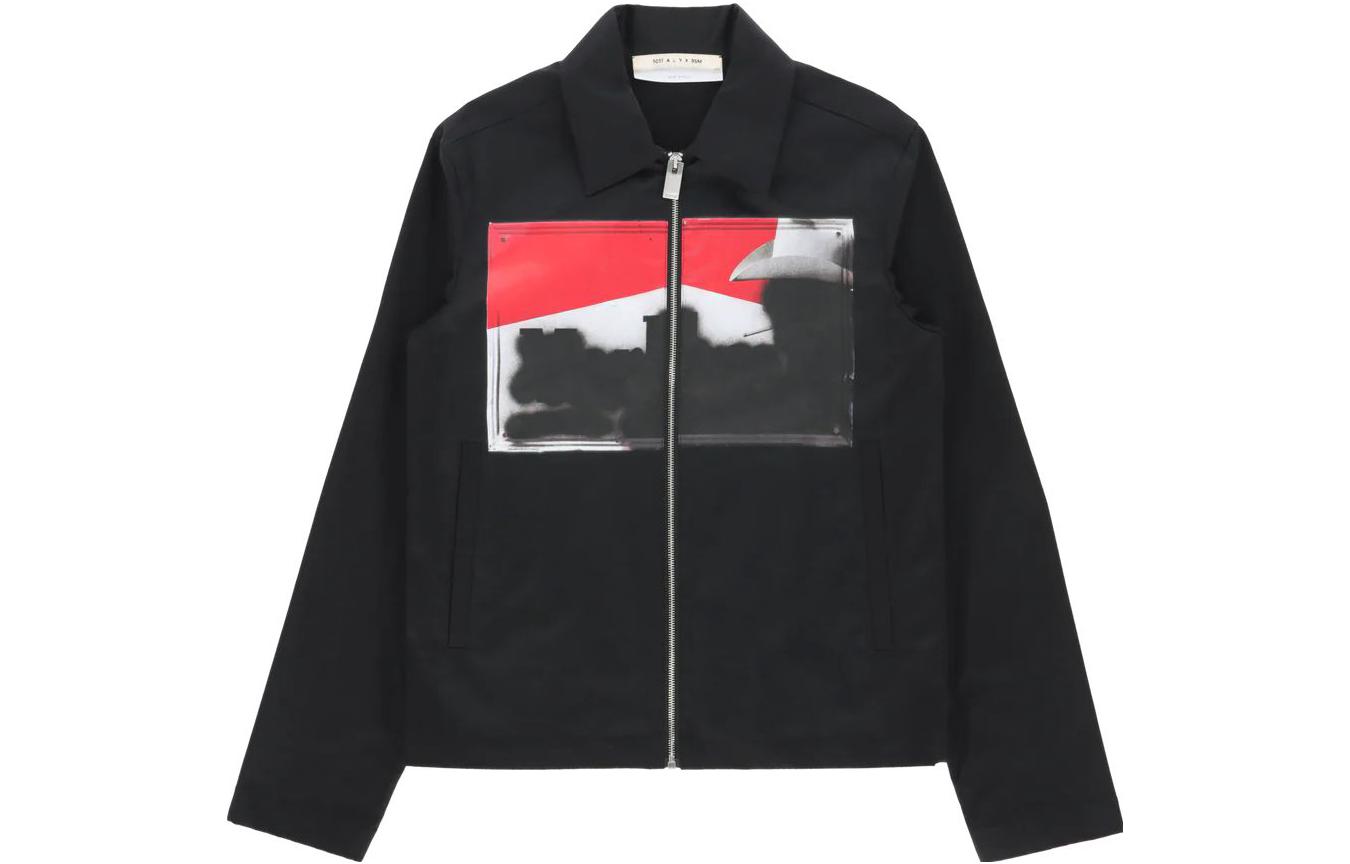 1017 ALYX 9SM Patterned Zip-Up Collar Casual Jacket Black Mens. AA-M-OU-0430-F-A01-BLK0001