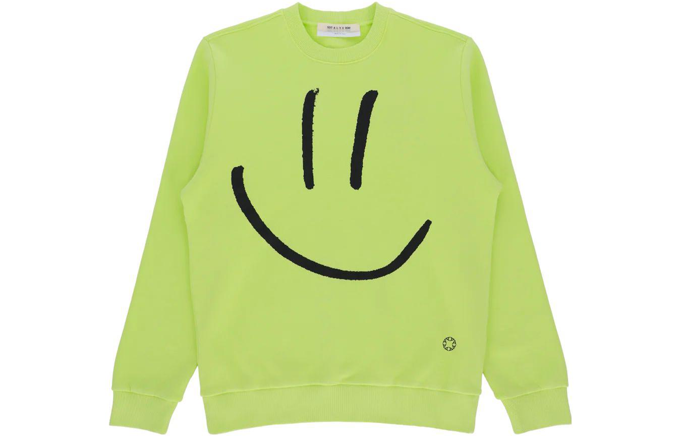 1017 ALYX 9SM Smiley Print Crewneck Pullover Sweatshirt Green . AX-U-SW-0202-F-A01-YLW0041