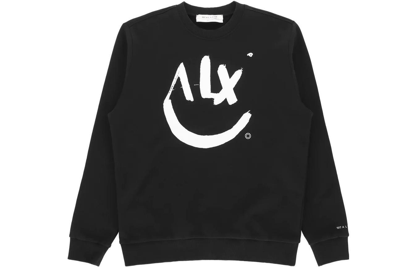 1017 ALYX 9SM Smiley Print Crewneck Pullover Sweatshirt Men’s Black AX-U-SW-0203-F-A01-BLK0001