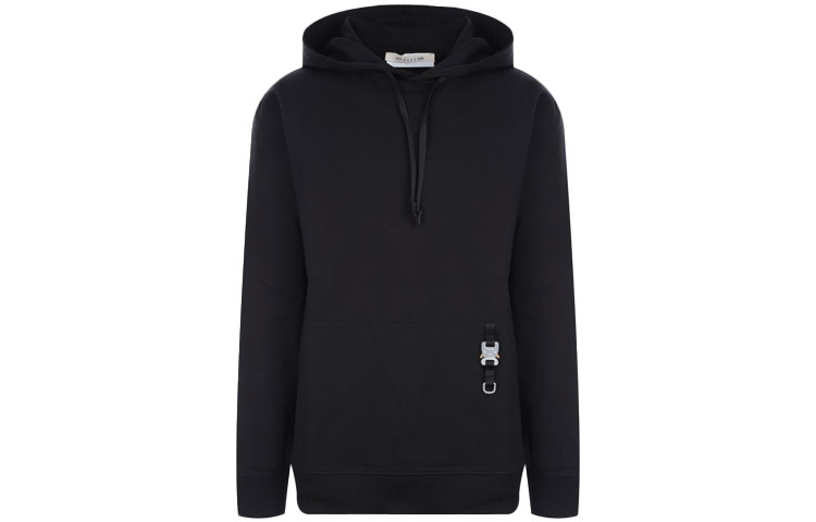 1017 ALYX 9SM Solid Black Hoodie Long Sleeve Pullover AA-M-SW-0033-F-A04-BLK0001