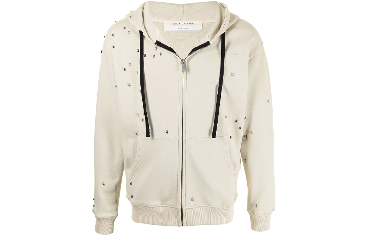 1017 ALYX 9SM SS21 Studded Zip Hoodie Jacket Beige (). AA-M-SW-0090-F-A01-BEG0010