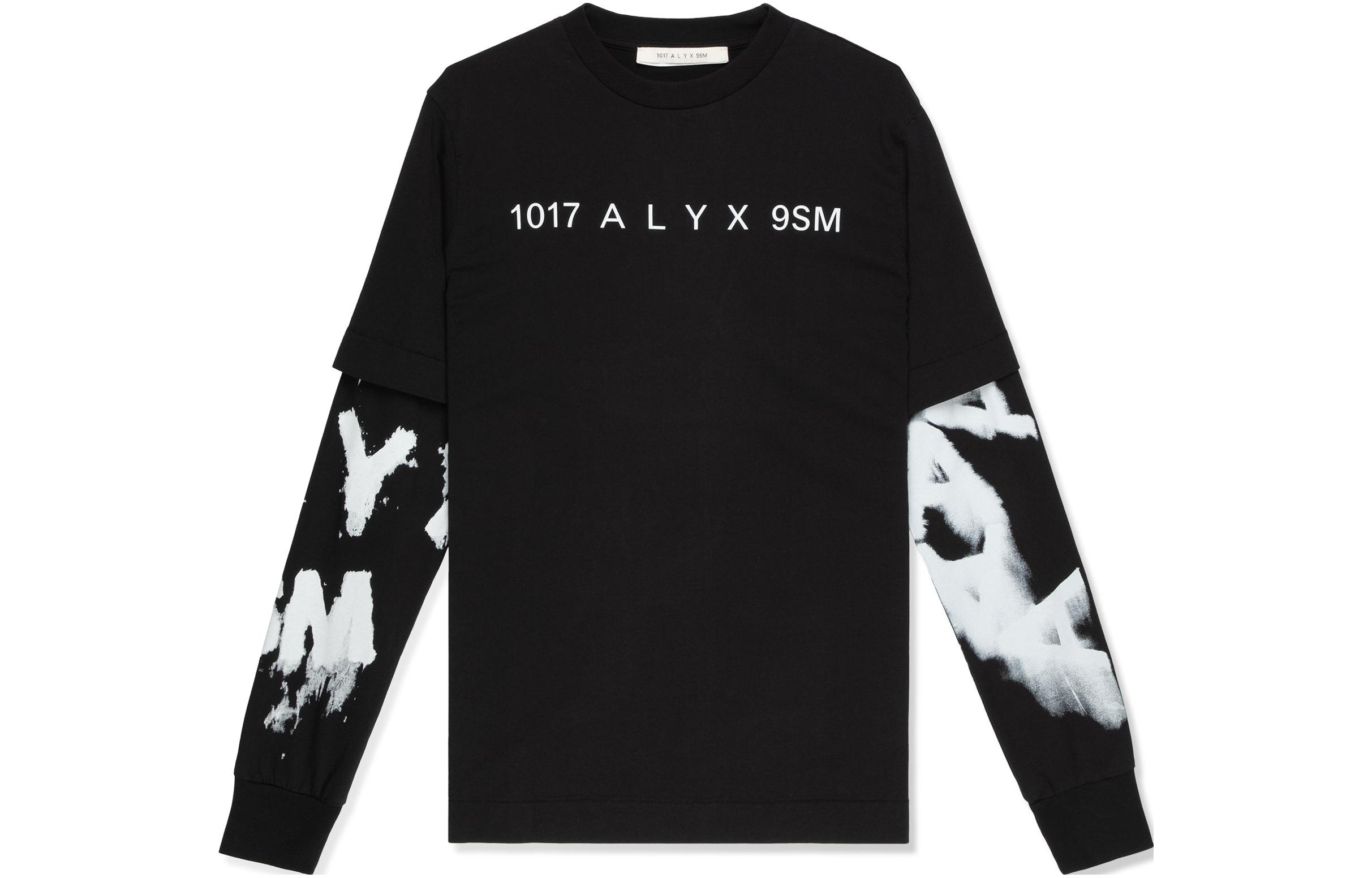 1017 ALYX 9SM SS23 Black Contrast Letter Long Sleeve Unisex Crewneck Sweatshirt AAUTS0351FA01-F22-0001