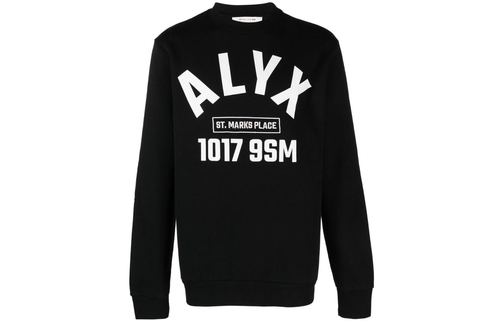1017 ALYX 9SM SS23 Black Crewneck Sweatshirt with Logo Print AA-U-SW-0184-F-A01-0001