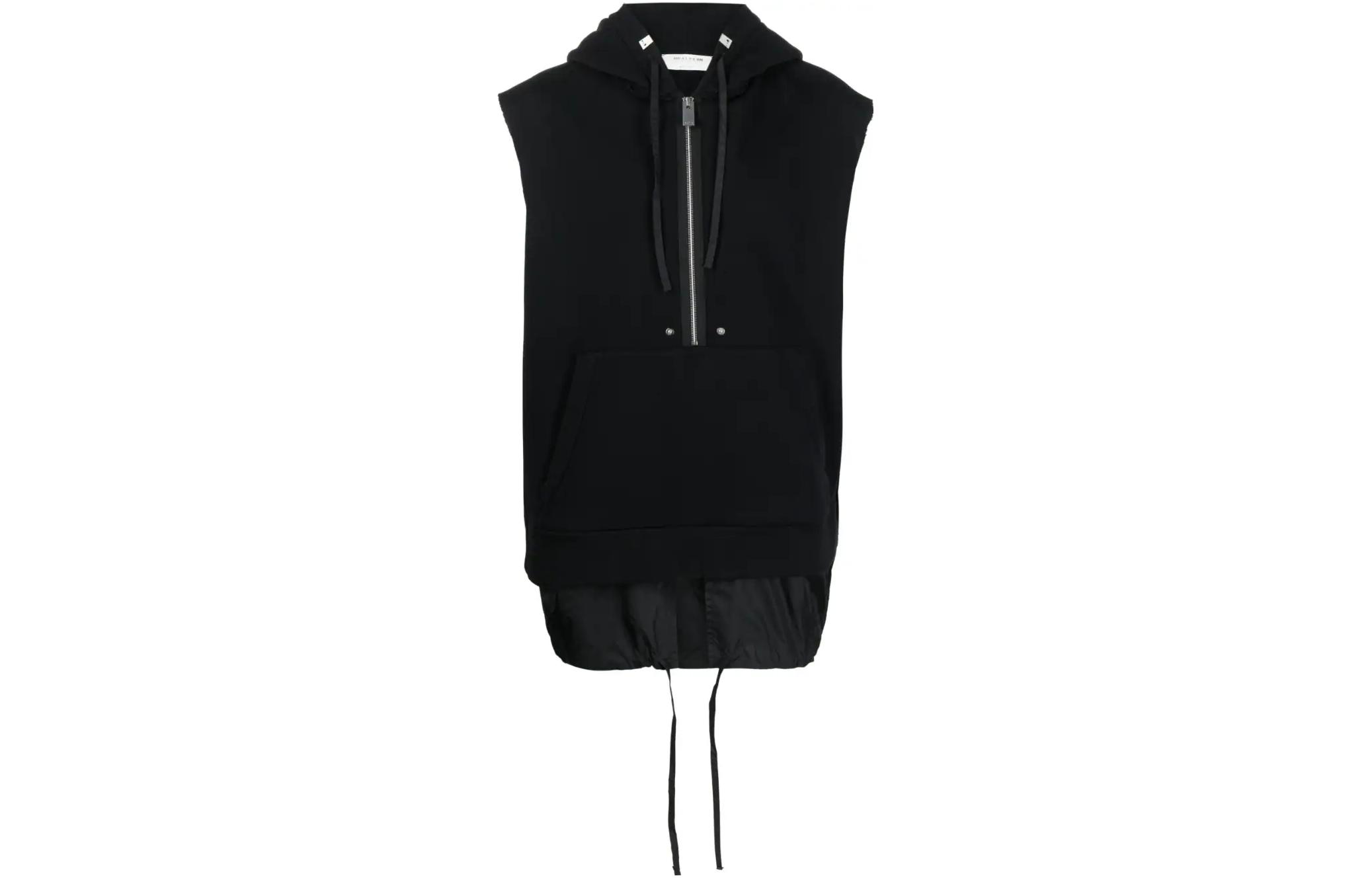 1017 ALYX 9SM SS23 Black Zip-Neck Sleeveless Hoodie AA-M-SH-0203-F-A01-BLK0003