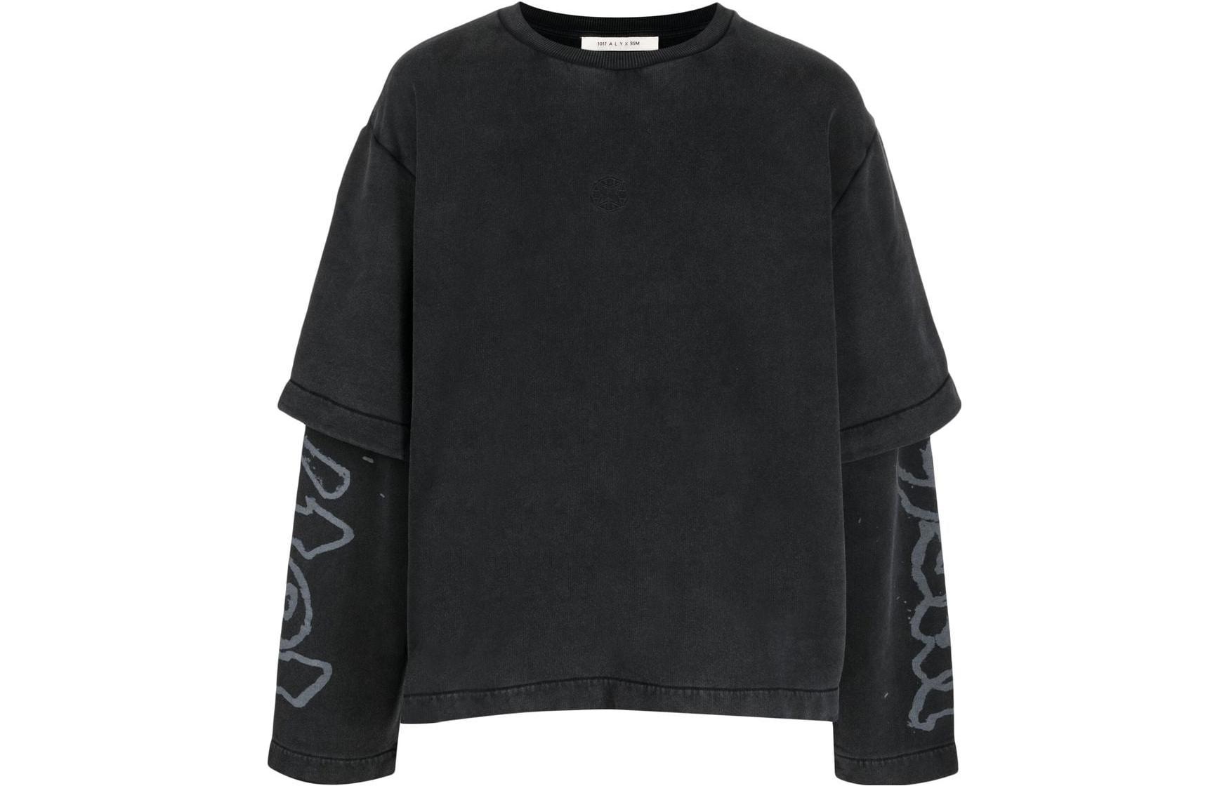 1017 ALYX 9SM SS23 Layered Crewneck Pullover Sweatshirt Black Grey . AA-U-SW-0168-F-A01-BLK0003