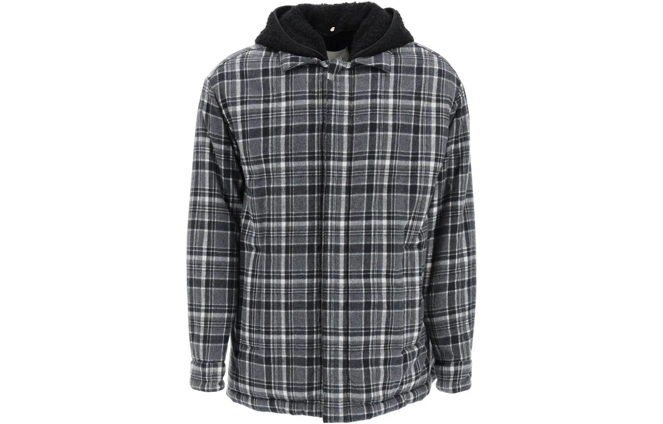 1017 ALYX 9SM SS23 Plaid Zip-Up Hooded Mid-Length Jacket Men’s Grey AA-M-OU-0337-F-A01-BLKWH