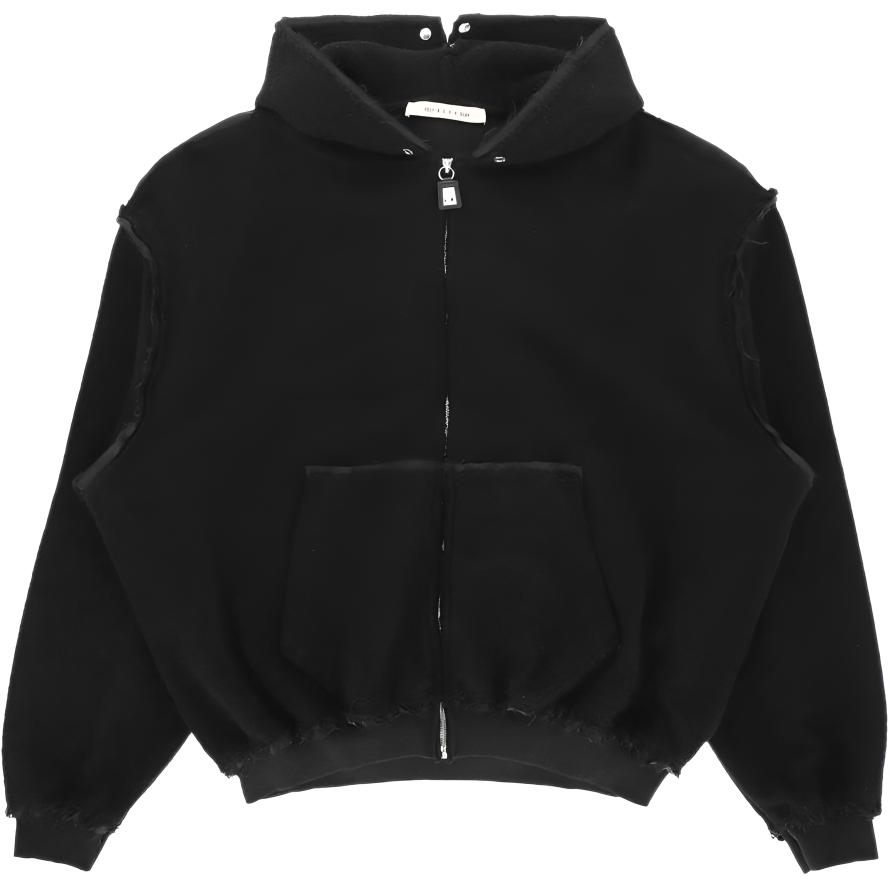 1017 ALYX 9SM SS24 Black Ribbed Trim Zip-Up Hoodie Jacket AA-M-OU-0458-F-A01-BLK0001