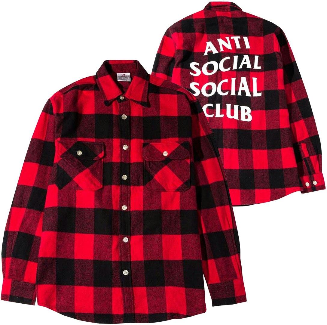 Anti Social Social Club No Expectations Flannel Shirt Red - Novelship