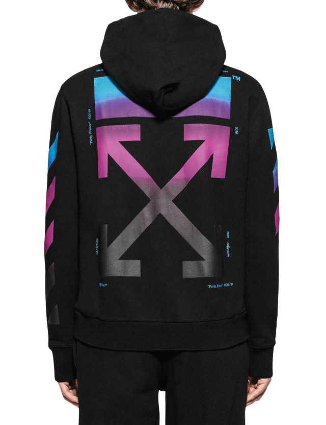 Off-White Diagonal Gradient Zip Hoodie Black