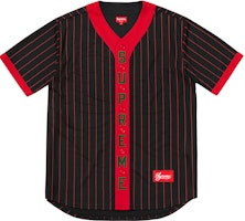Supreme Vertical Logo Baseball Jersey Red Supreme Vertical Logo Baseball Jersey Red