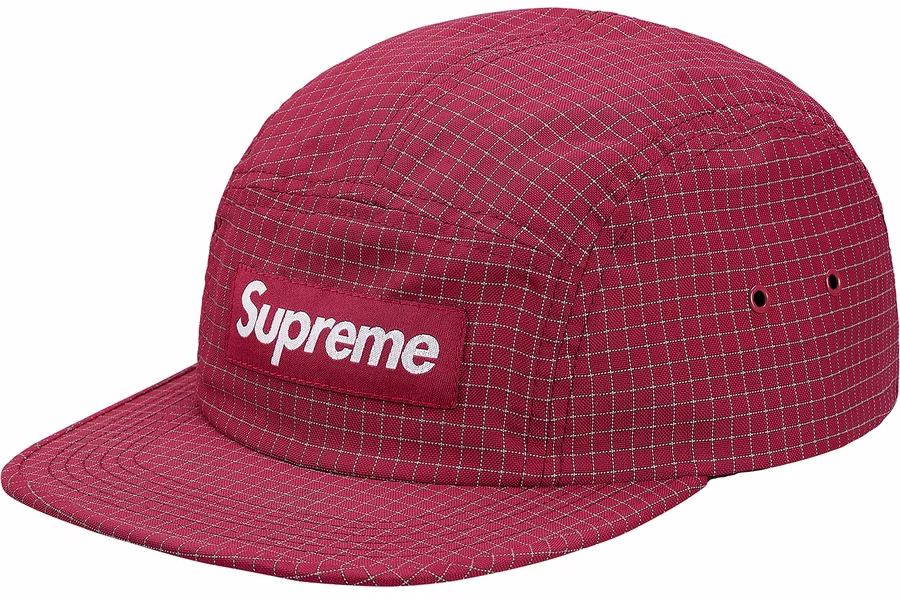 supreme-reflective-ripstop-camp-cap-cranberry