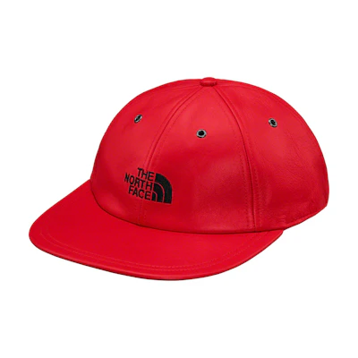 Supreme TNF Leather 6 ‘Panel Hat Red