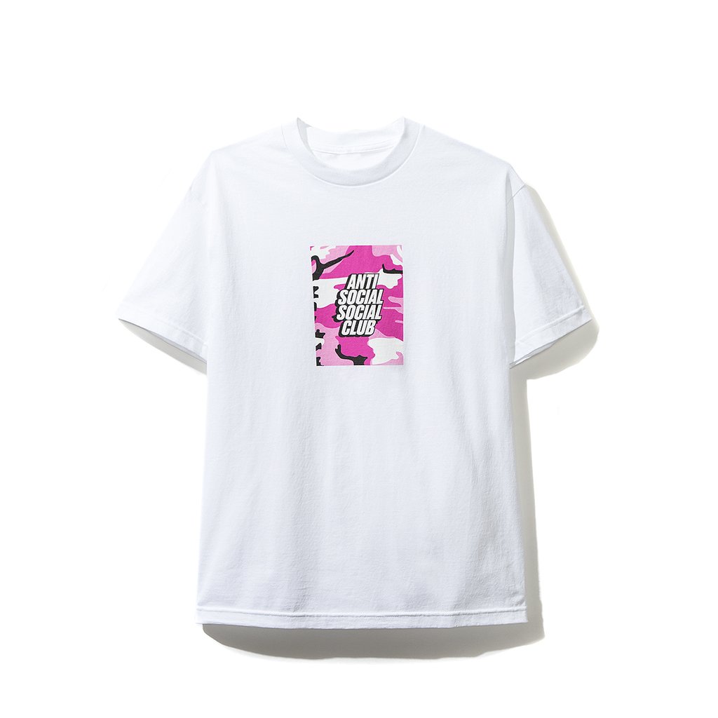 Buy 反社会俱乐部粉色迷彩盒标白色T恤