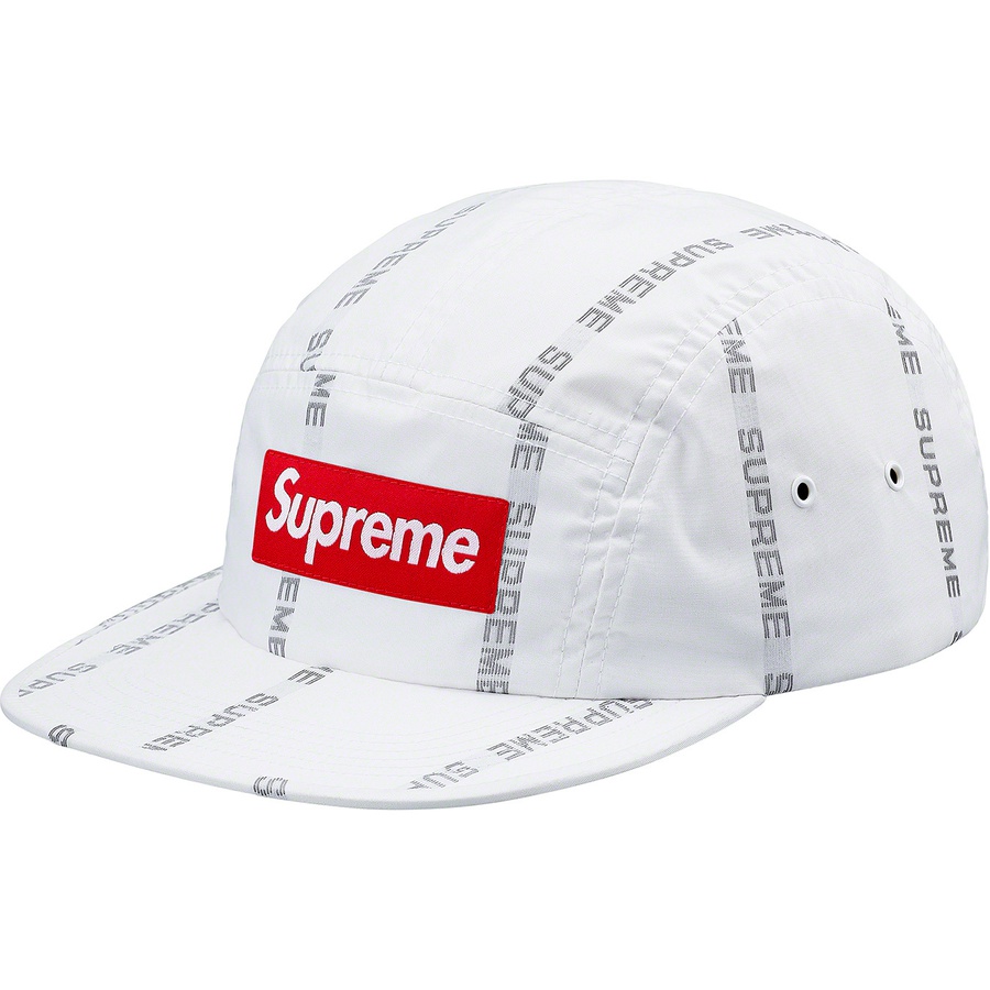 Supreme Reflective Text Stripe Camp Cap White - Novelship