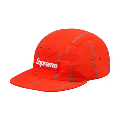 Supreme Reflective Text Stripe Camp Cap Orange