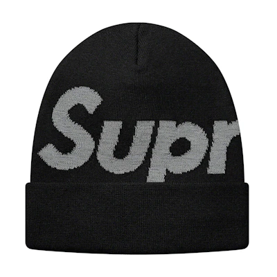 Supreme Reflective Big Logo Beanie Black