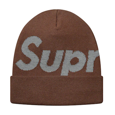Supreme Reflective Big Logo Beanie Brown