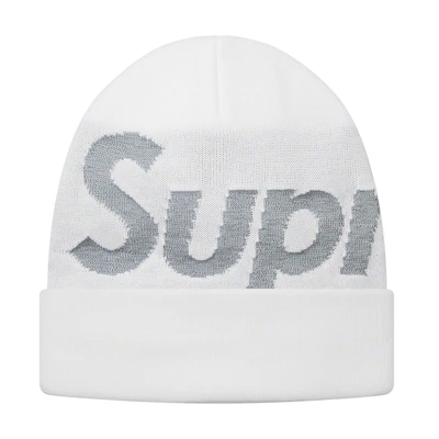 Supreme Reflective Big Logo Beanie White