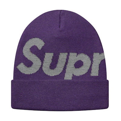 Supreme Reflective Big Logo Beanie Bright Purple