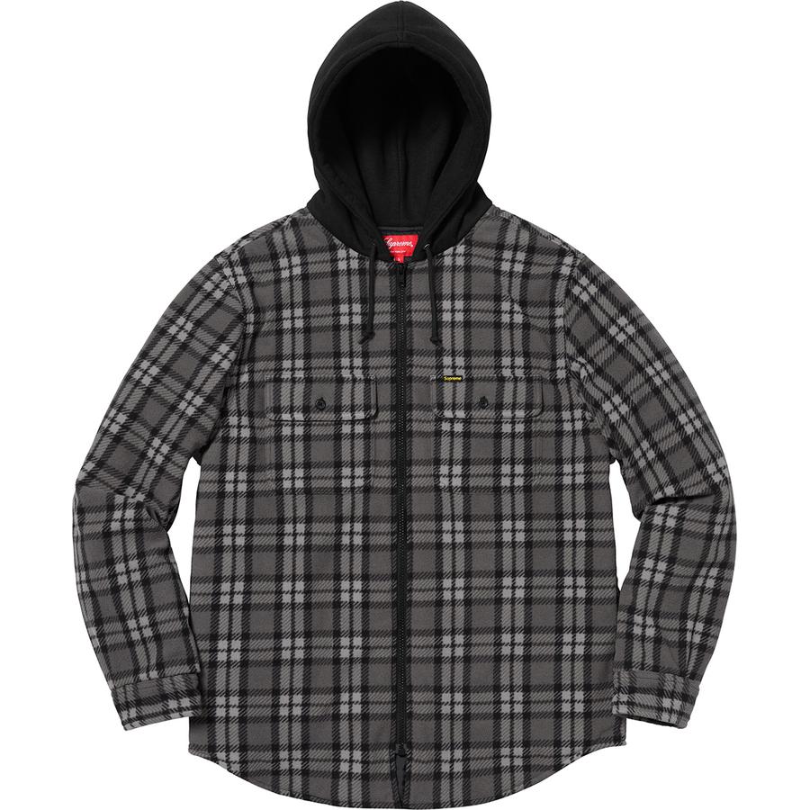 Buy Supreme Hooded Plaid Work Shirt Grey