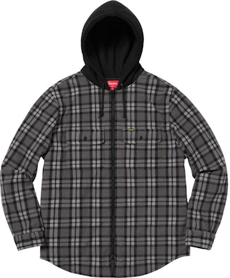 Supreme Hooded Plaid Work Shirt Grey Buy Supreme Hooded Plaid Work Shirt Grey