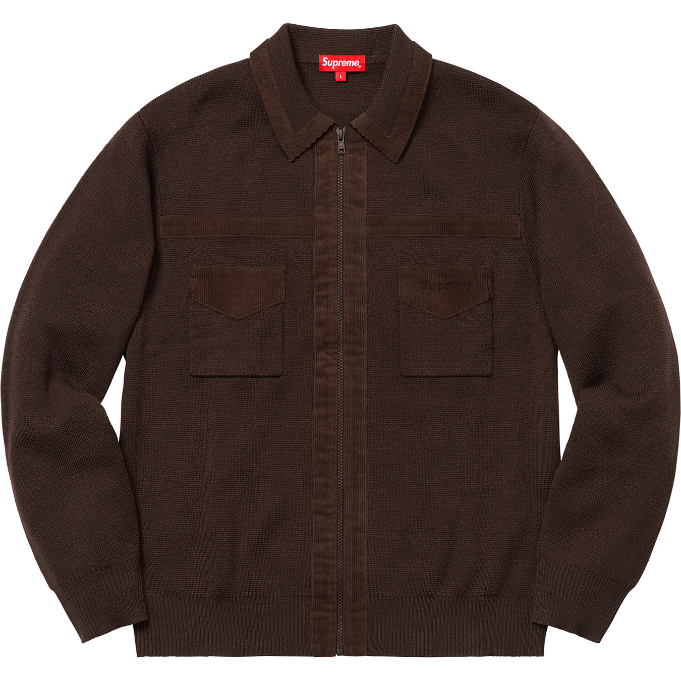 Supreme Corduroy Detailed Zip Sweater-