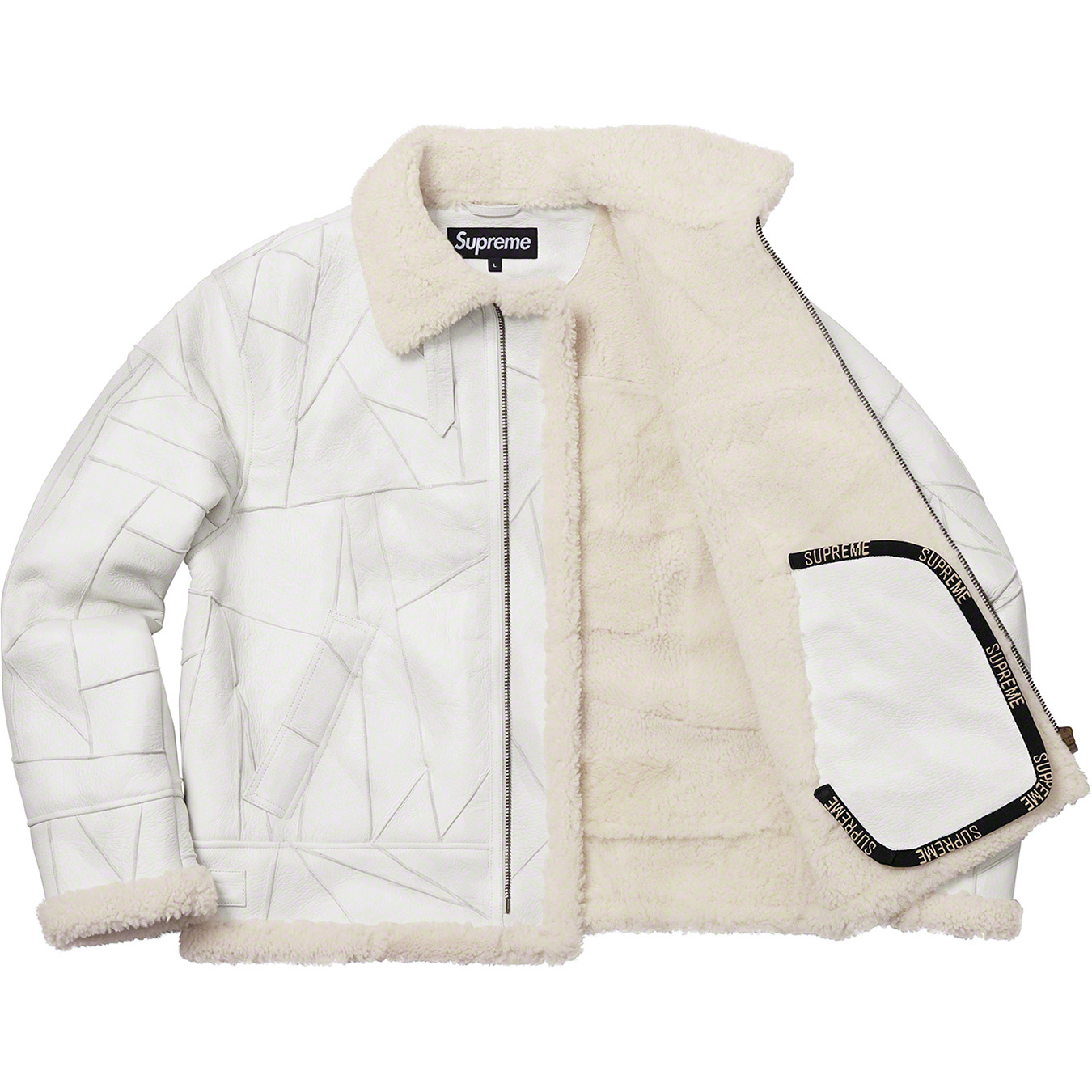 Supreme Patchwork Shearling B3 Jacket White 圖 3